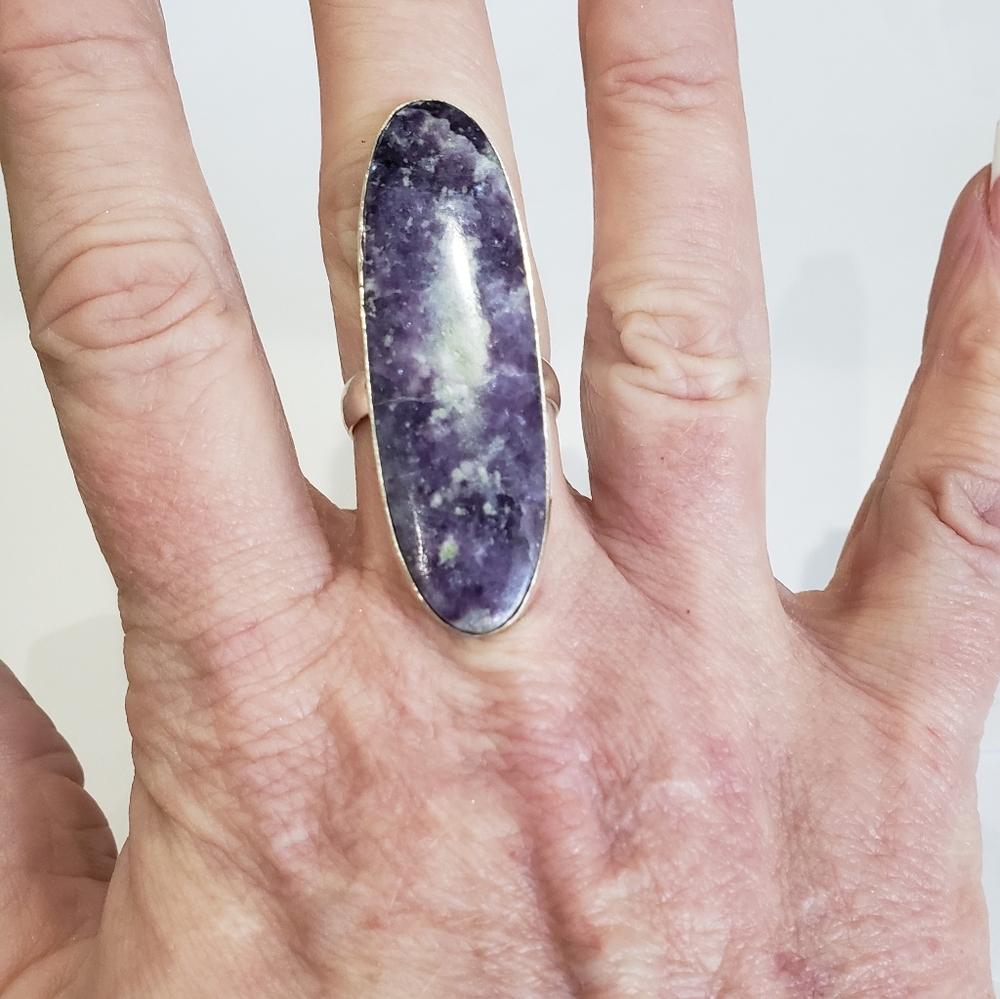 Lepidolite Ring, 925 Silver Lepidolite Ring, Lepi… - image 4